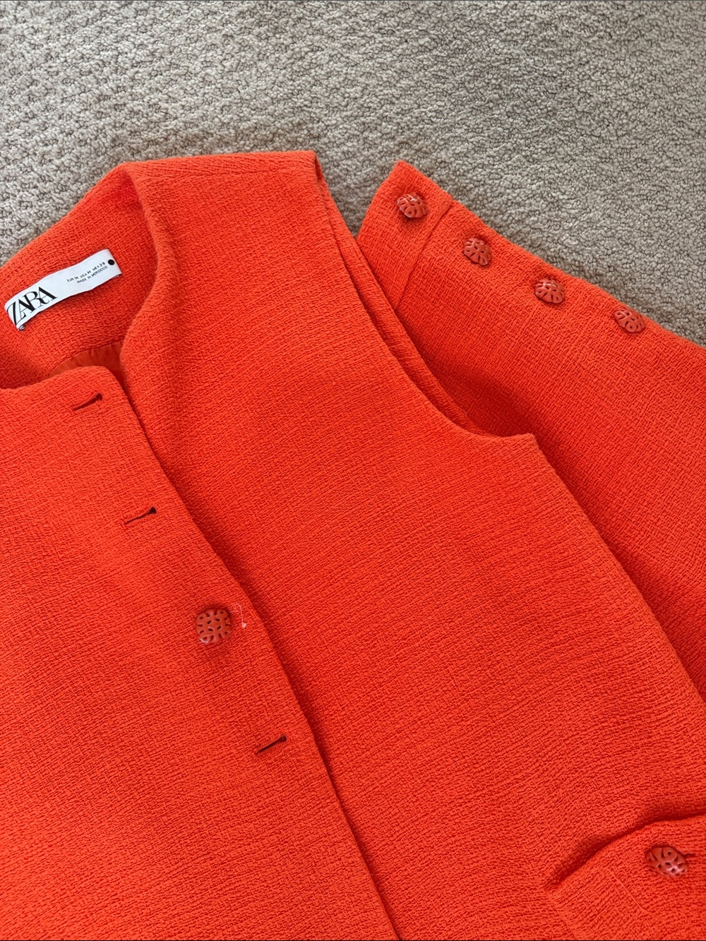 Zara Bright Orange Knit Vest with Matching Wide-Leg Pants - Picture 2 of 2